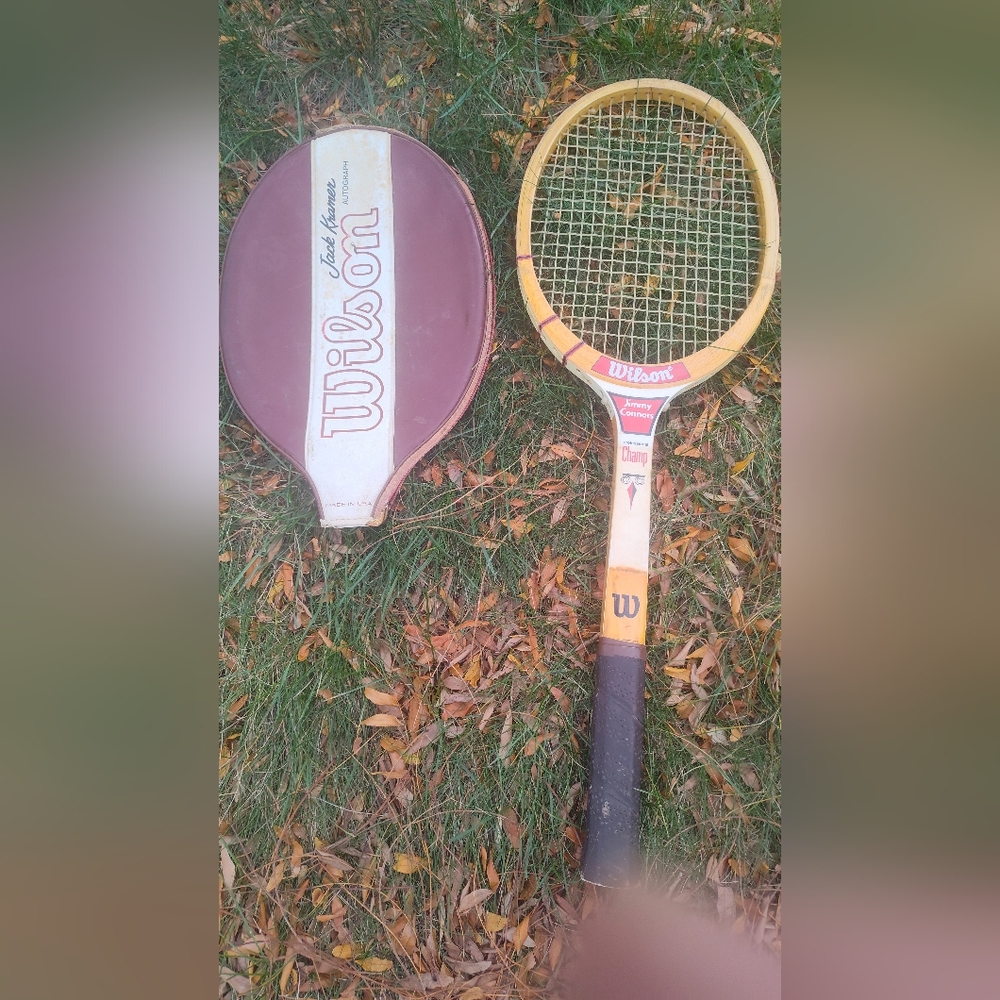 Vintage Wilson Autograph Jack Kramer Wooden Tennis Racket 4 5/8  Leather Grip